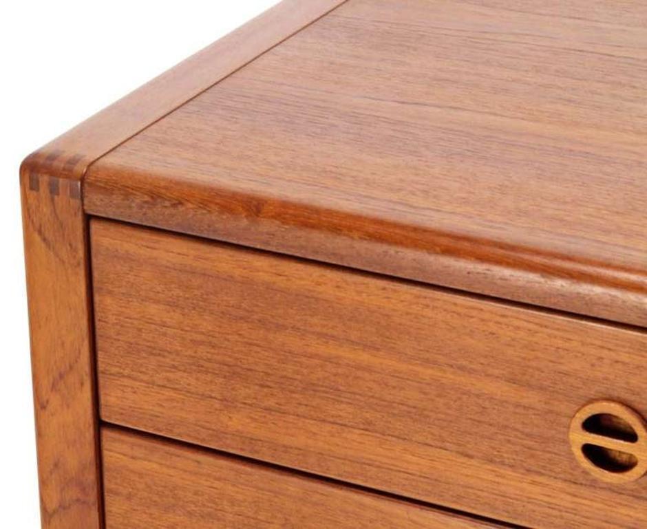 Lacquered Danish Mid Century Modern Teak Eight Drawer Dresser Credenza Cabinet MINT! For Sale