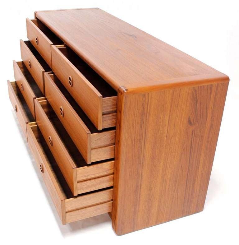 Danish Mid Century Modern Teak Eight Drawer Dresser Credenza Cabinet MINT! For Sale 1