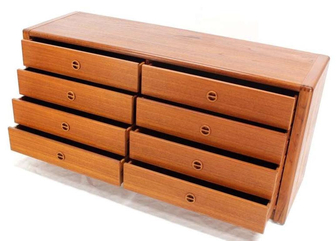 Danish Mid Century Modern Teak Eight Drawer Dresser Credenza Cabinet MINT! For Sale 2
