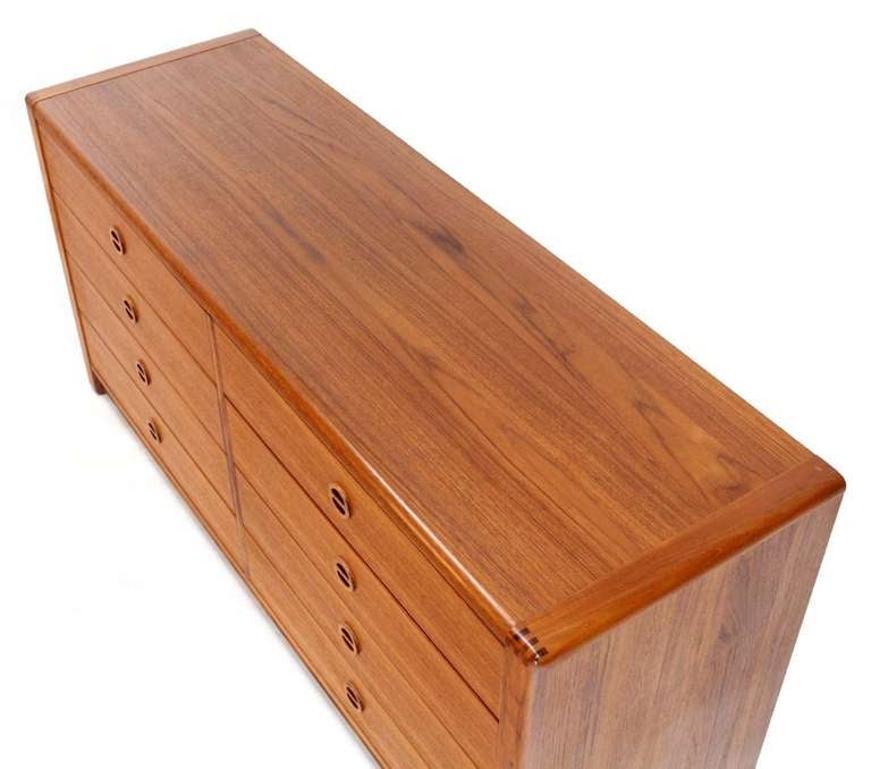 Danish Mid Century Modern Teak Eight Drawer Dresser Credenza Cabinet MINT! For Sale 3