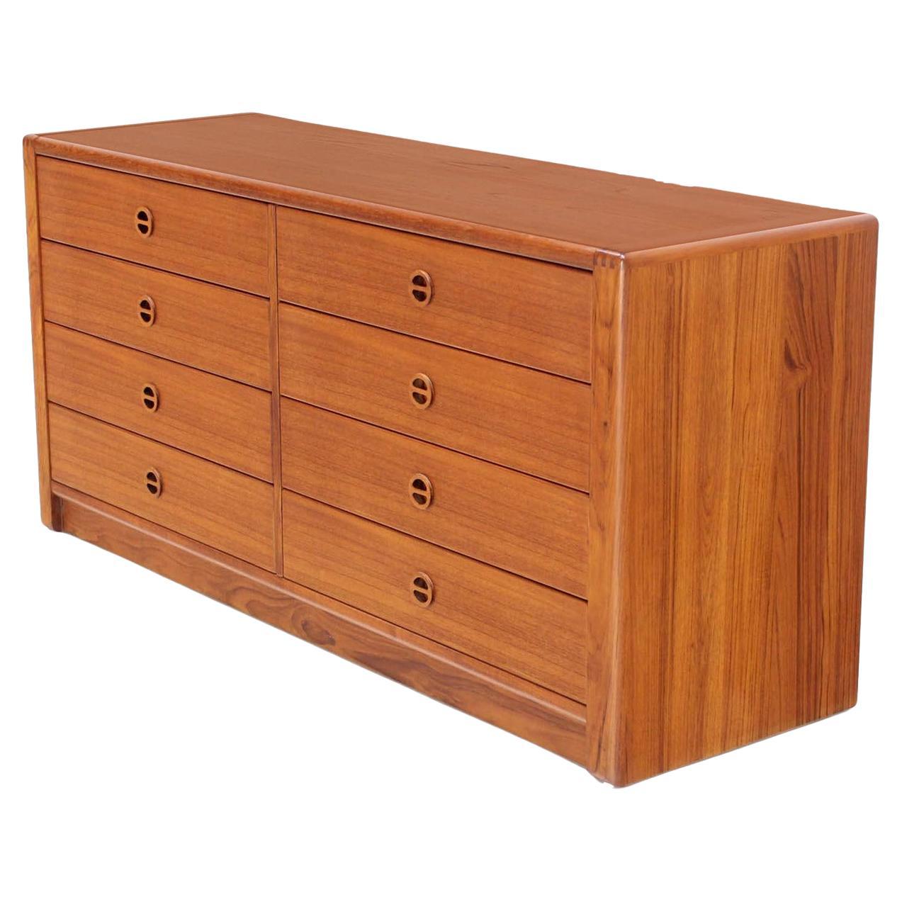 Danish Mid Century Modern Teak Eight Drawer Dresser Credenza Cabinet MINT! For Sale