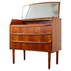 Antique Danish Mid-Century Modern Teak Flip Top Vanity