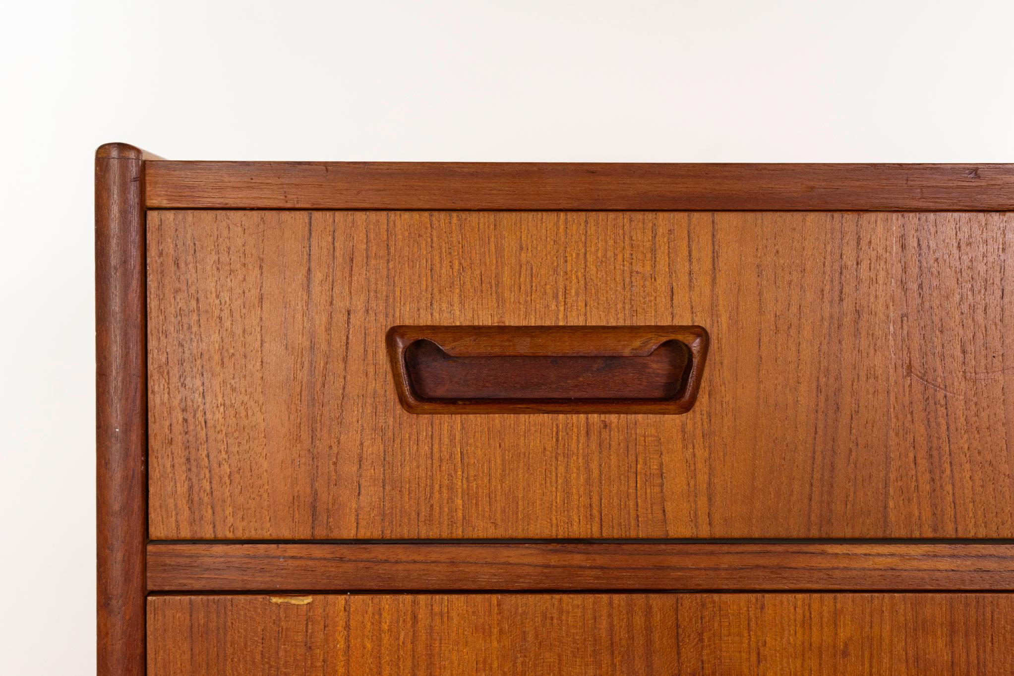 Placage Commode haute danoise en teck, moderne du milieu du siècle dernier en vente