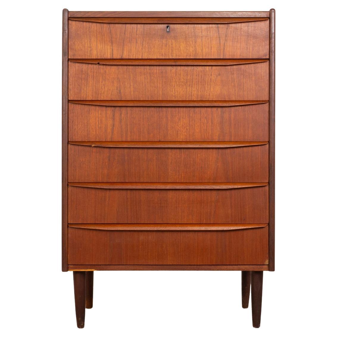 Danish Mid-Century Modern Teak Highboy Dresser For Sale