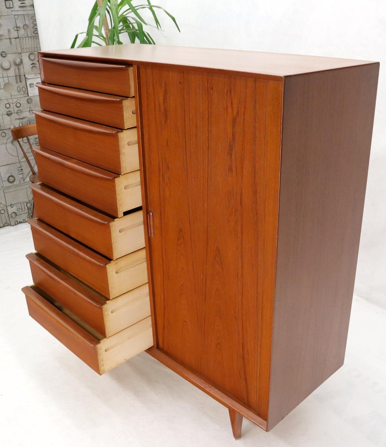 Danish MidCentury Modern Teak Highboy Dresser Side by Side by Chest