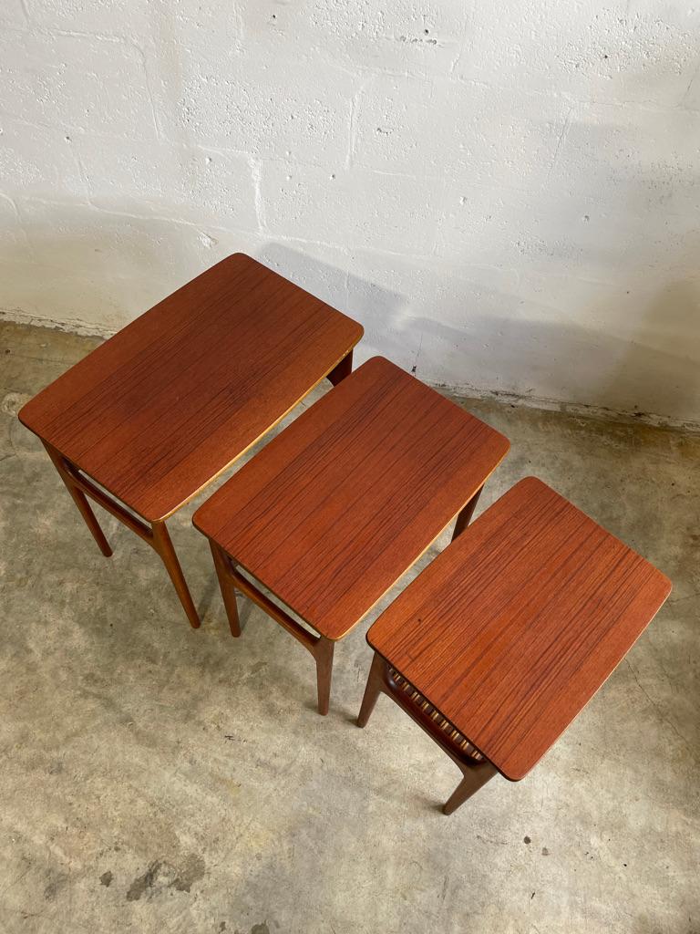 Danish Mid Century Modern Teak Nesting Tables by Erling Torvits In Good Condition In Fort Lauderdale, FL