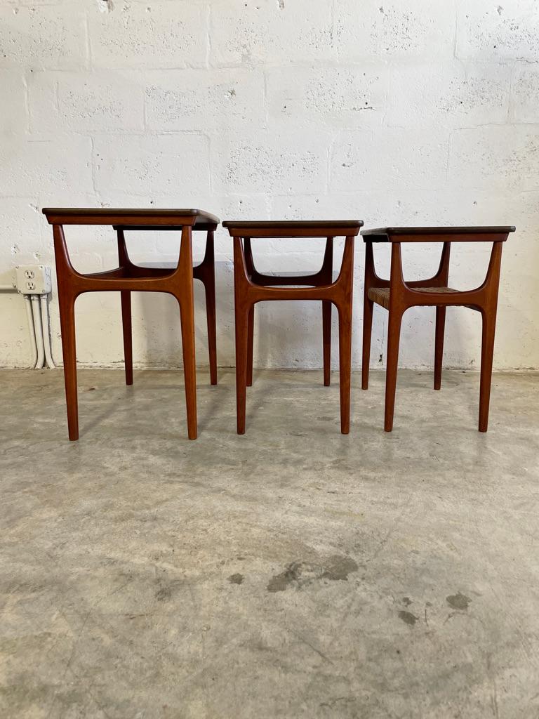 Danish Mid Century Modern Teak Nesting Tables by Erling Torvits 1