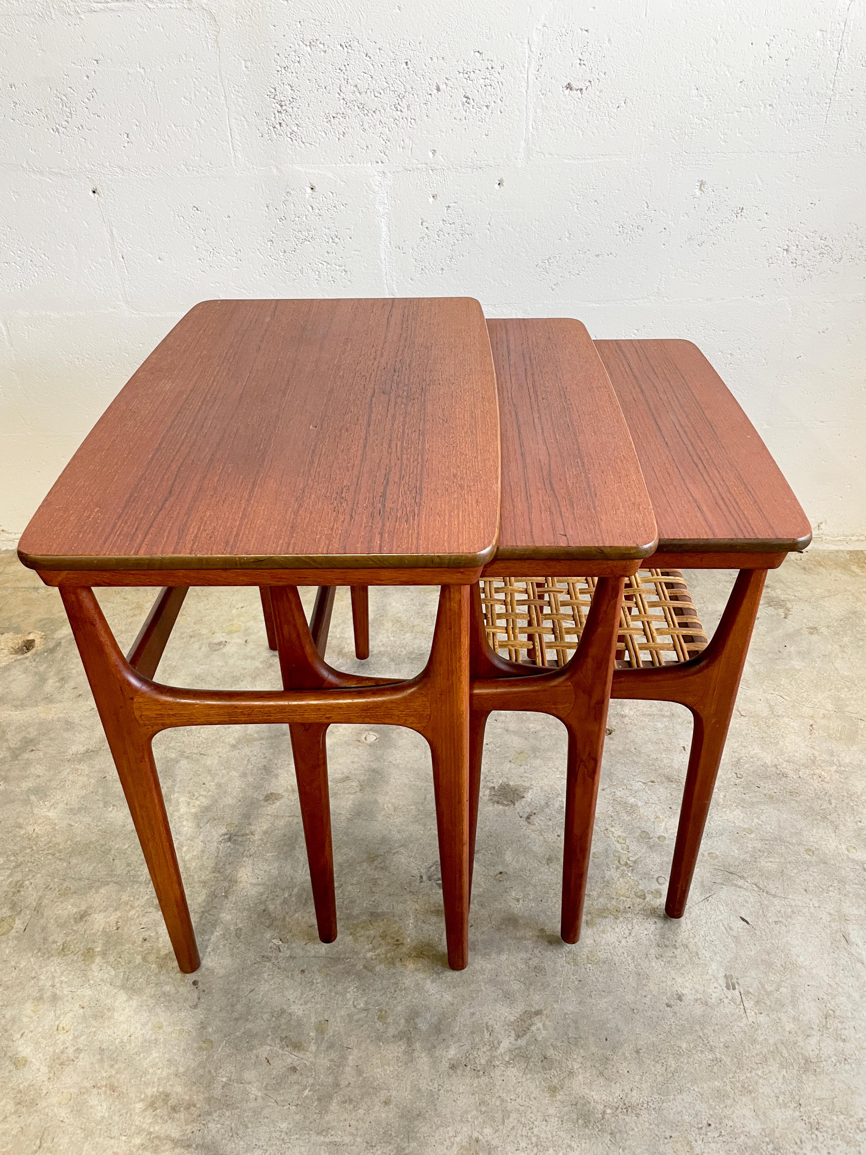 Danish Mid Century Modern Teak Nesting Tables by Erling Torvits 3