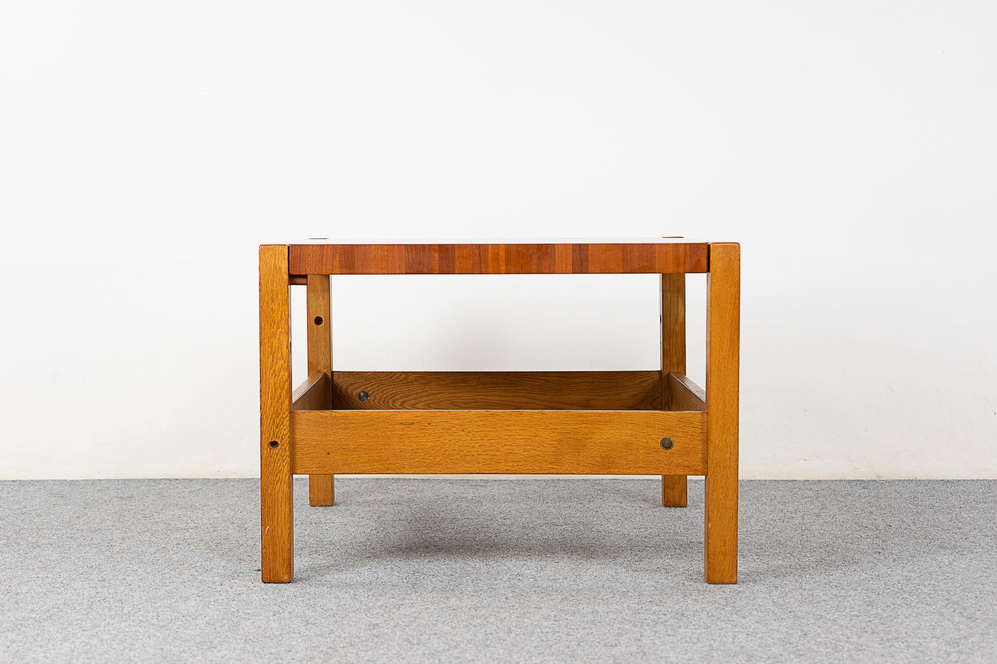 Danish Mid-Century Modern Teak & Oak Butcher Block Coffee Table  For Sale 4