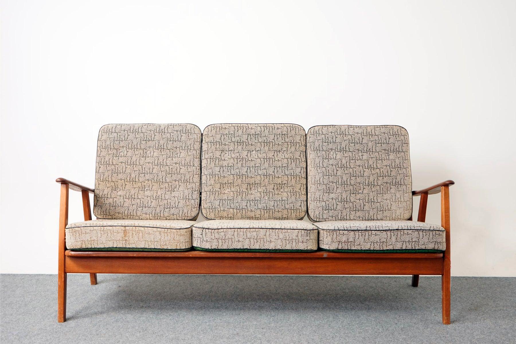 vintage wood frame couch with removable cushions