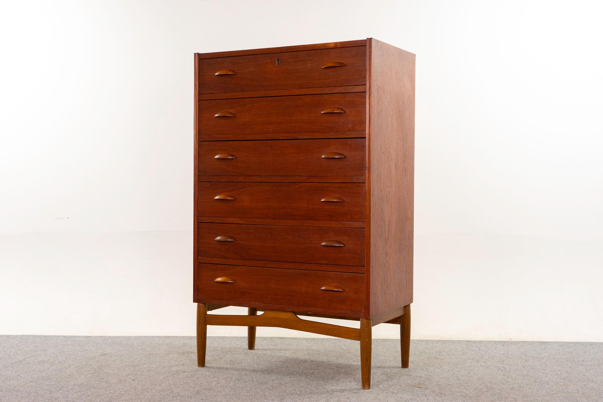 Scandinavian Modern Danish Mid-Century Modern Teak & Oak Highboy Dresser For Sale