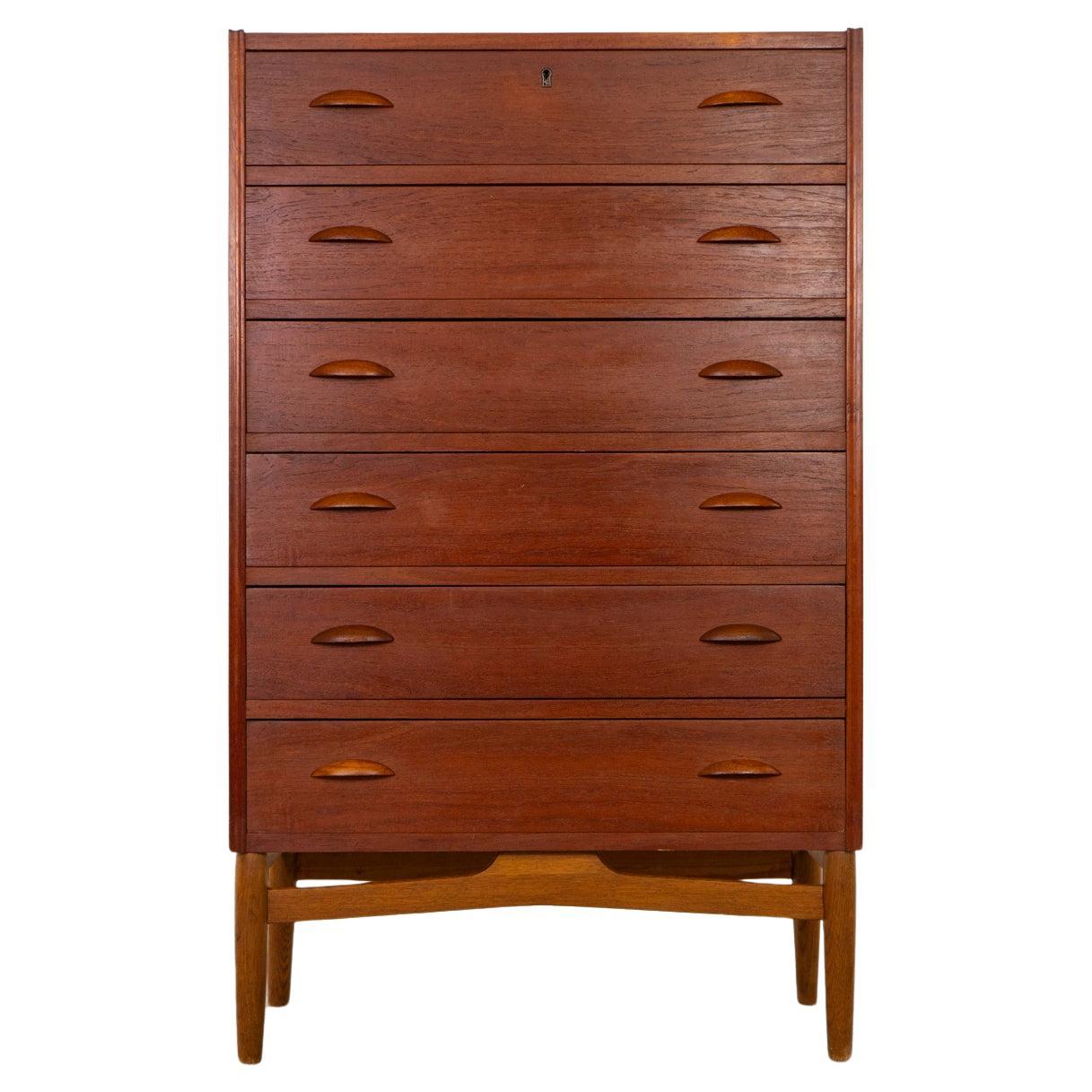 Danish Mid-Century Modern Teak & Oak Highboy Dresser