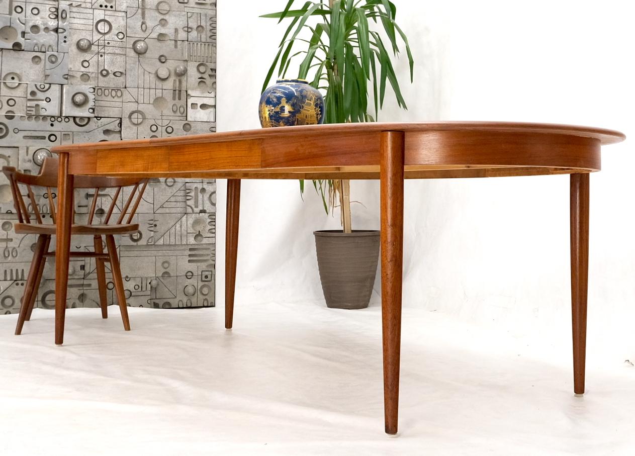 Danish Mid-Century Modern Teak Oval Dining Table w/ Two Extension Boards 6