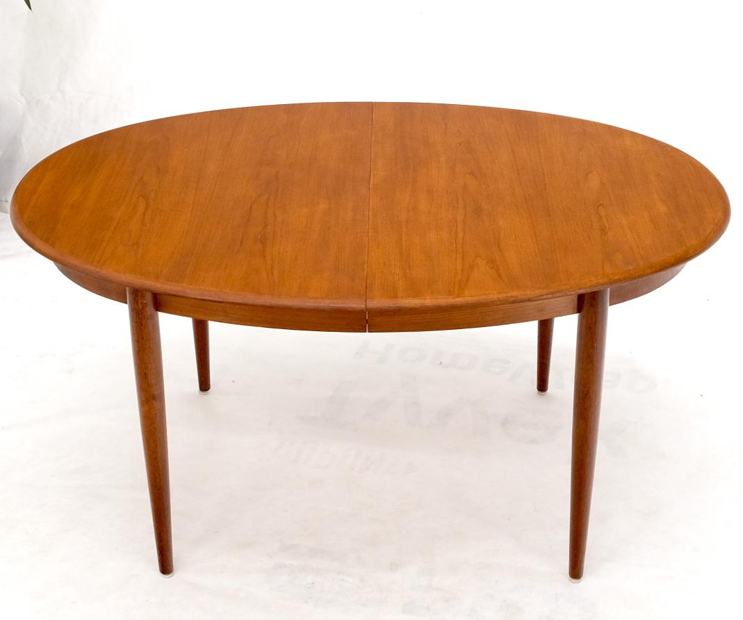 Lacquered Danish Mid-Century Modern Teak Oval Dining Table w/ Two Extension Boards
