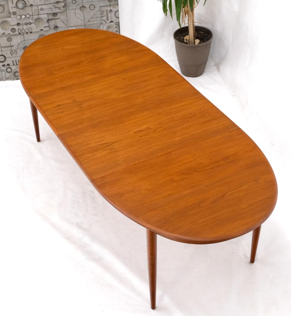 Danish Mid-Century Modern Teak Oval Dining Table w/ Two Extension Boards 1