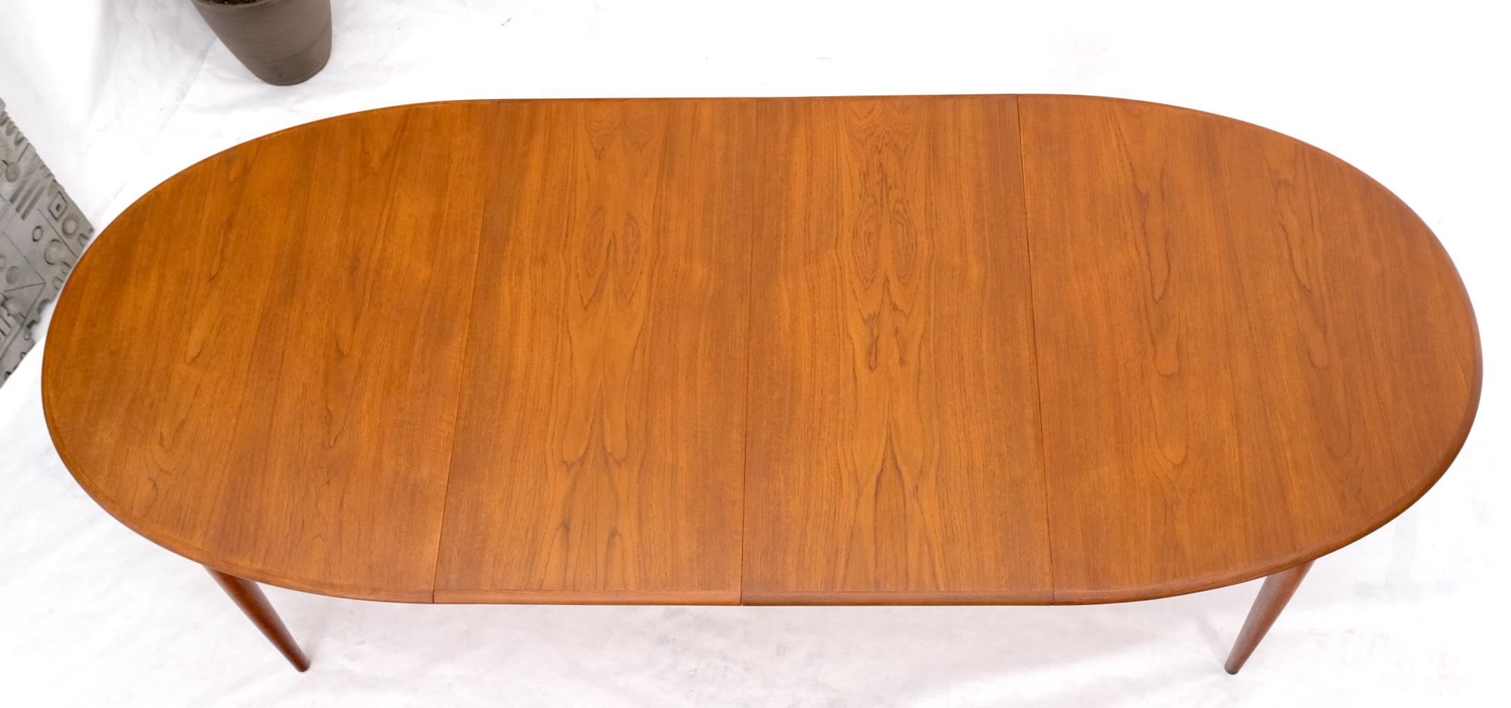 Danish Mid-Century Modern Teak Oval Dining Table w/ Two Extension Boards 2