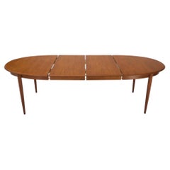 Danish Mid-Century Modern Teak Oval Dining Table w/ Two Extension Boards