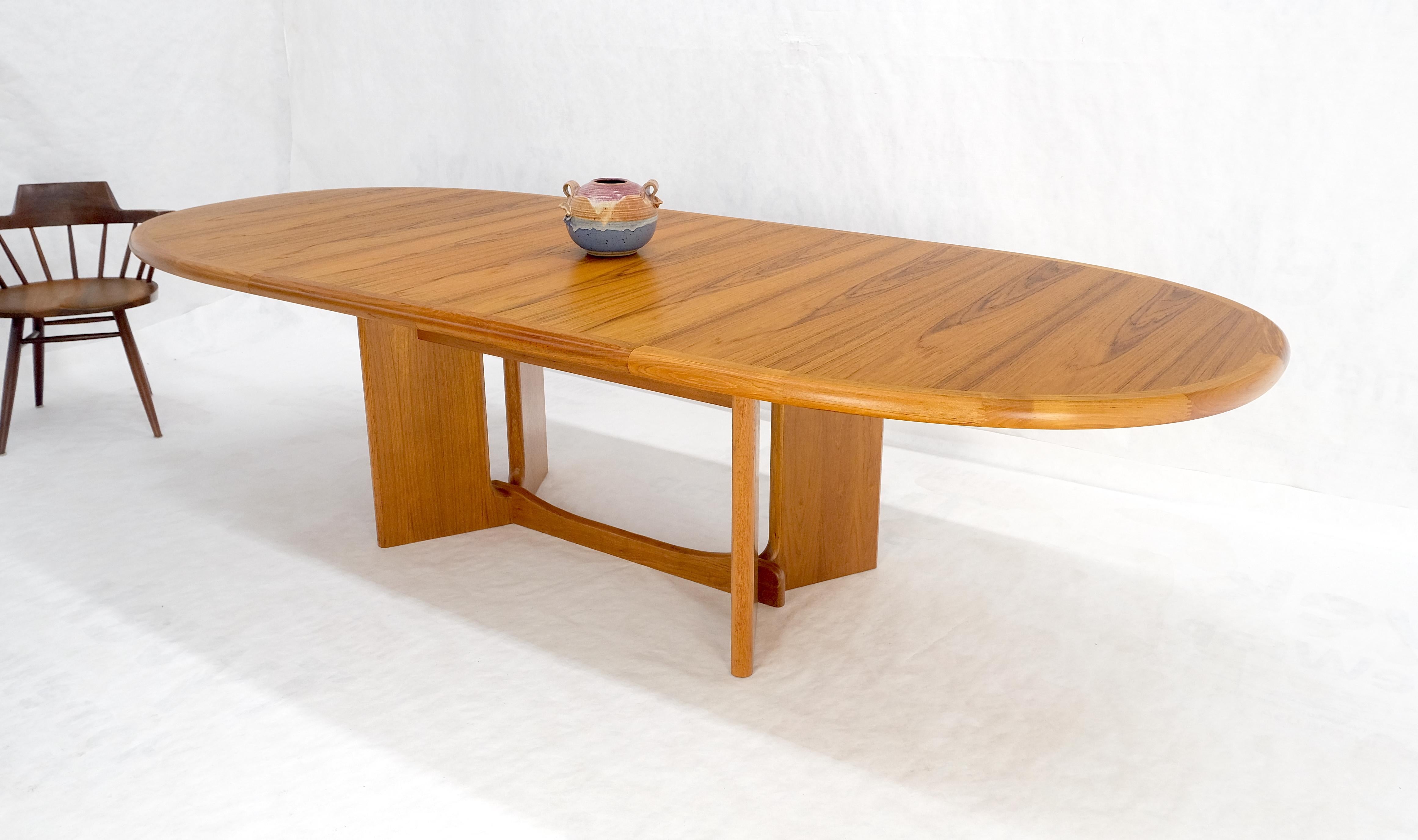Danish Mid Century Modern Teak Racetrack Oval Dining Table 2 Extensions MINT For Sale 6