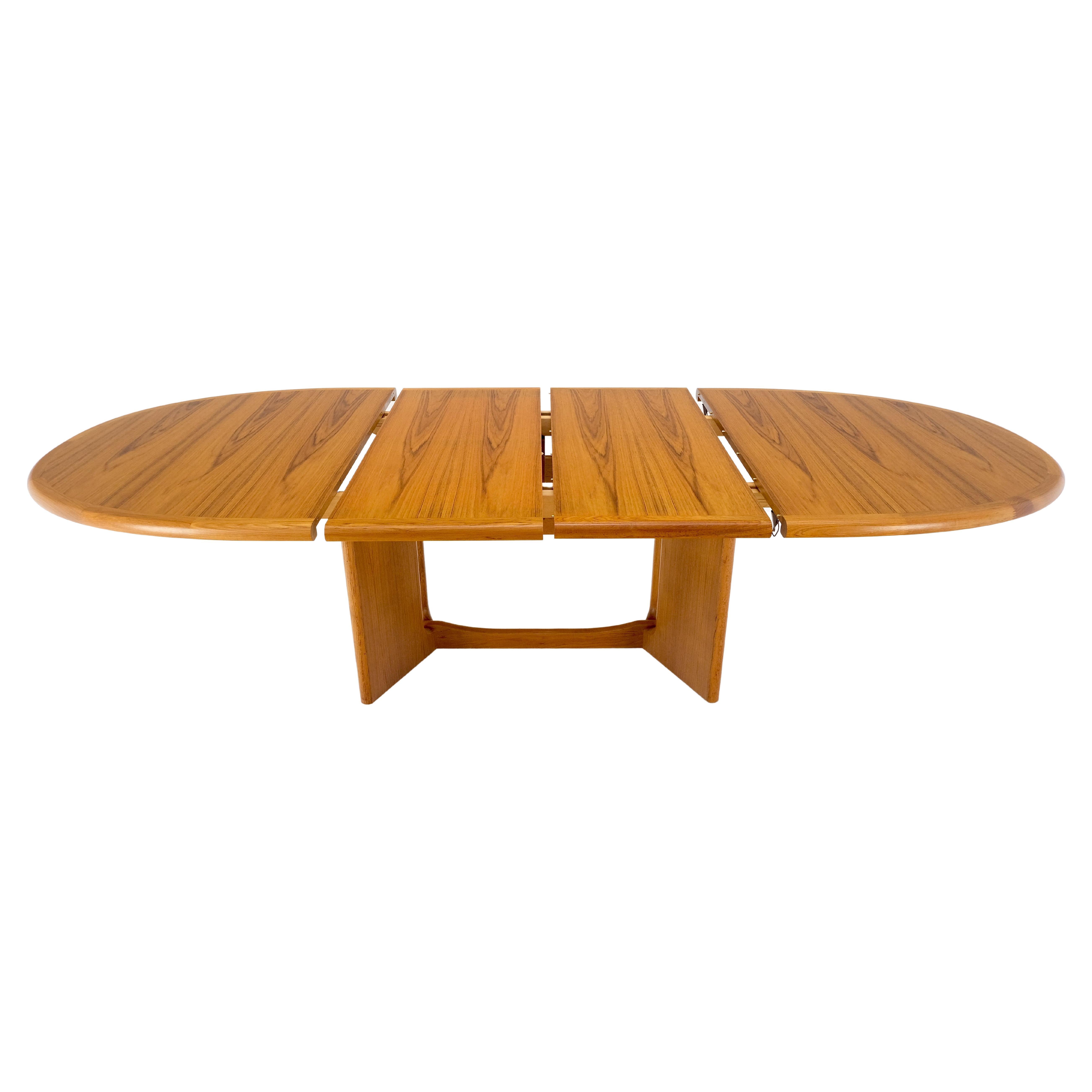Danish Mid Century Modern Teak Racetrack Oval Dining Table 2 Extensions MINT