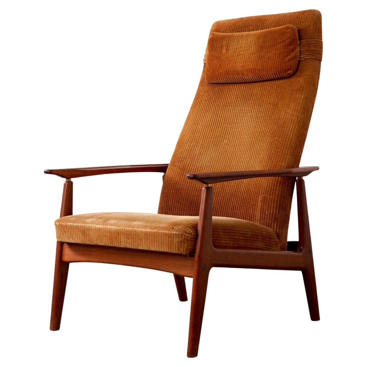 Danish Mid-Century Modern Teak Reclining Lounge Chair