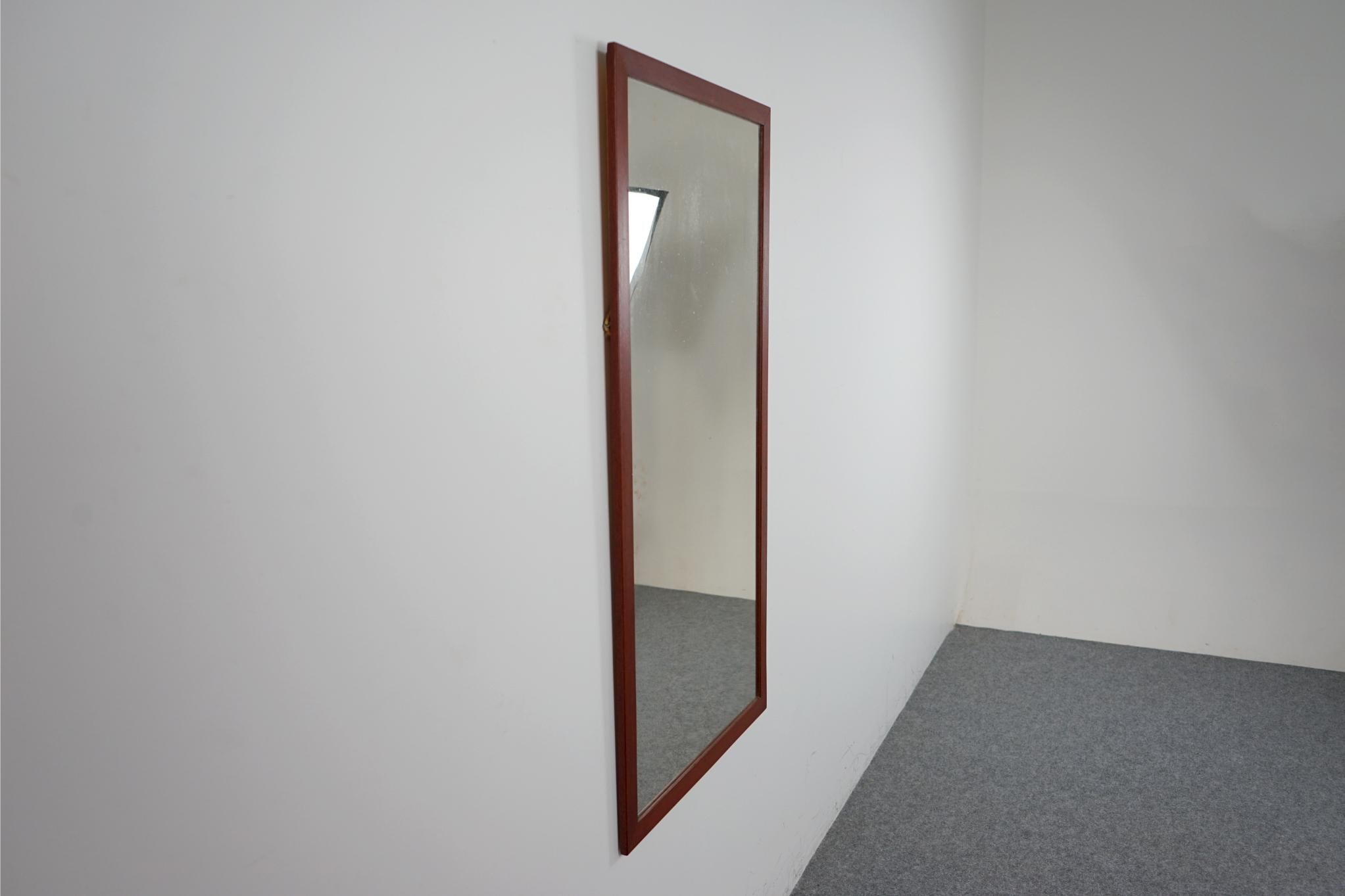 Danish Mid-Century Modern Teak Rectangular Wall Mirror In Good Condition In VANCOUVER, CA