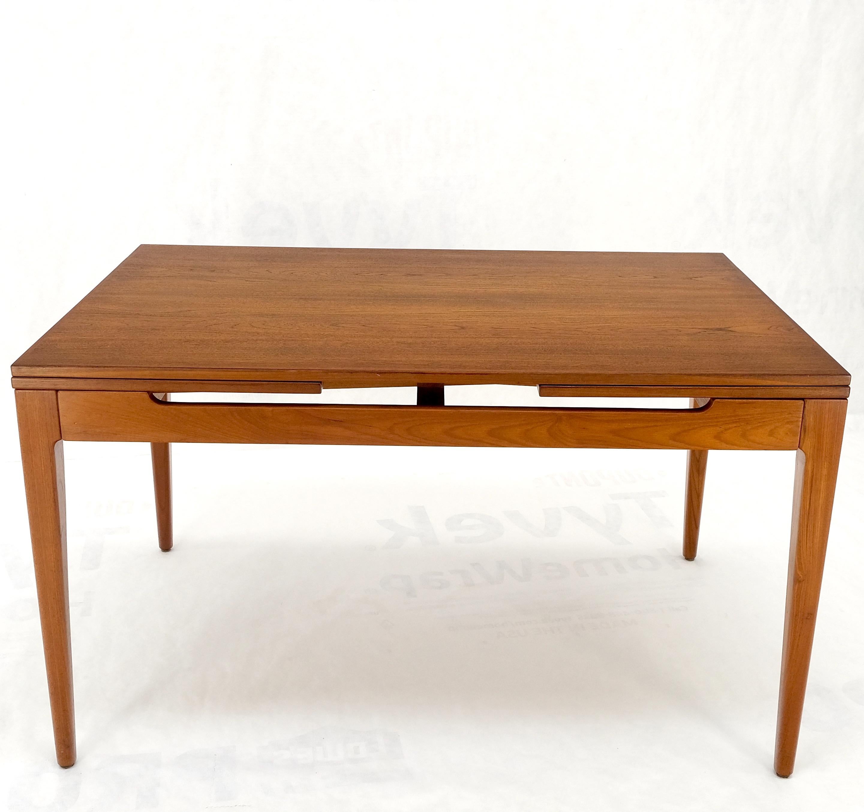 Danish Mid-Century Modern Teak Refectory Dining Table Two Leafs Mint! For Sale 7