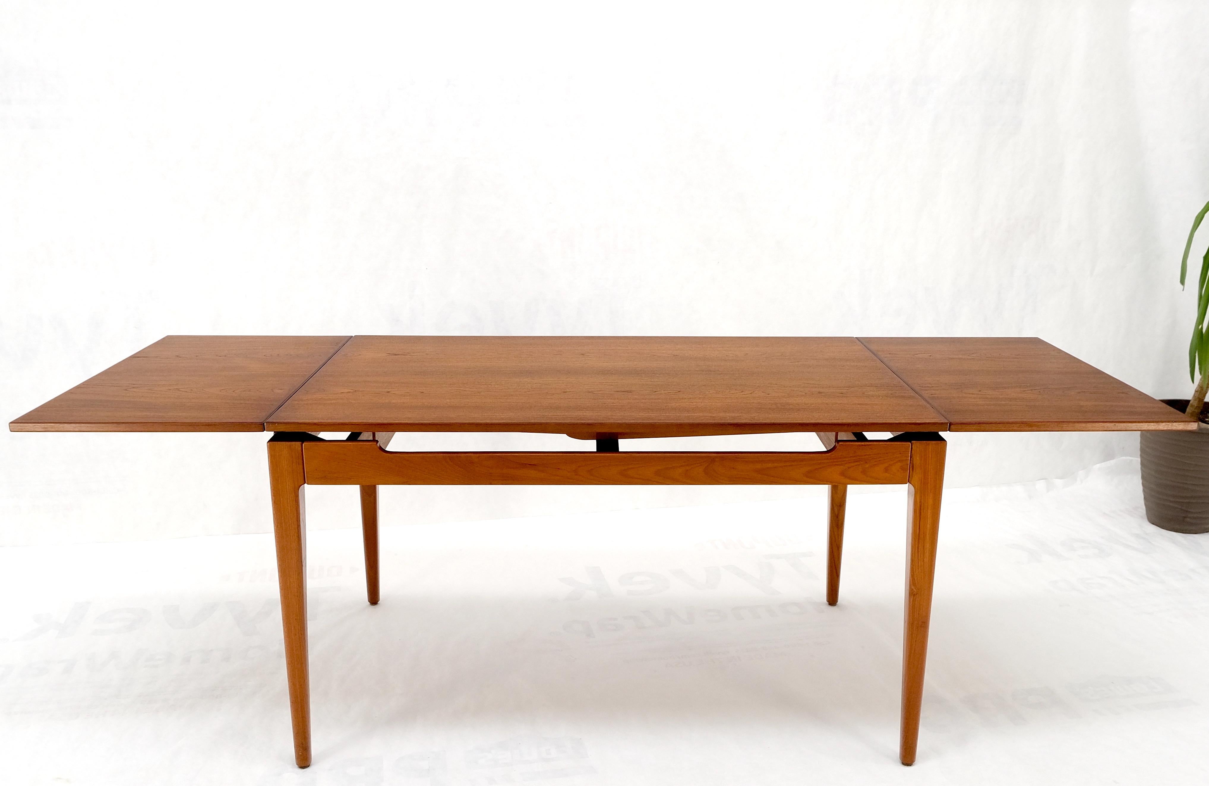 Danish Mid-Century Modern Teak Refectory Dining Table Two Leafs Mint! For Sale 10