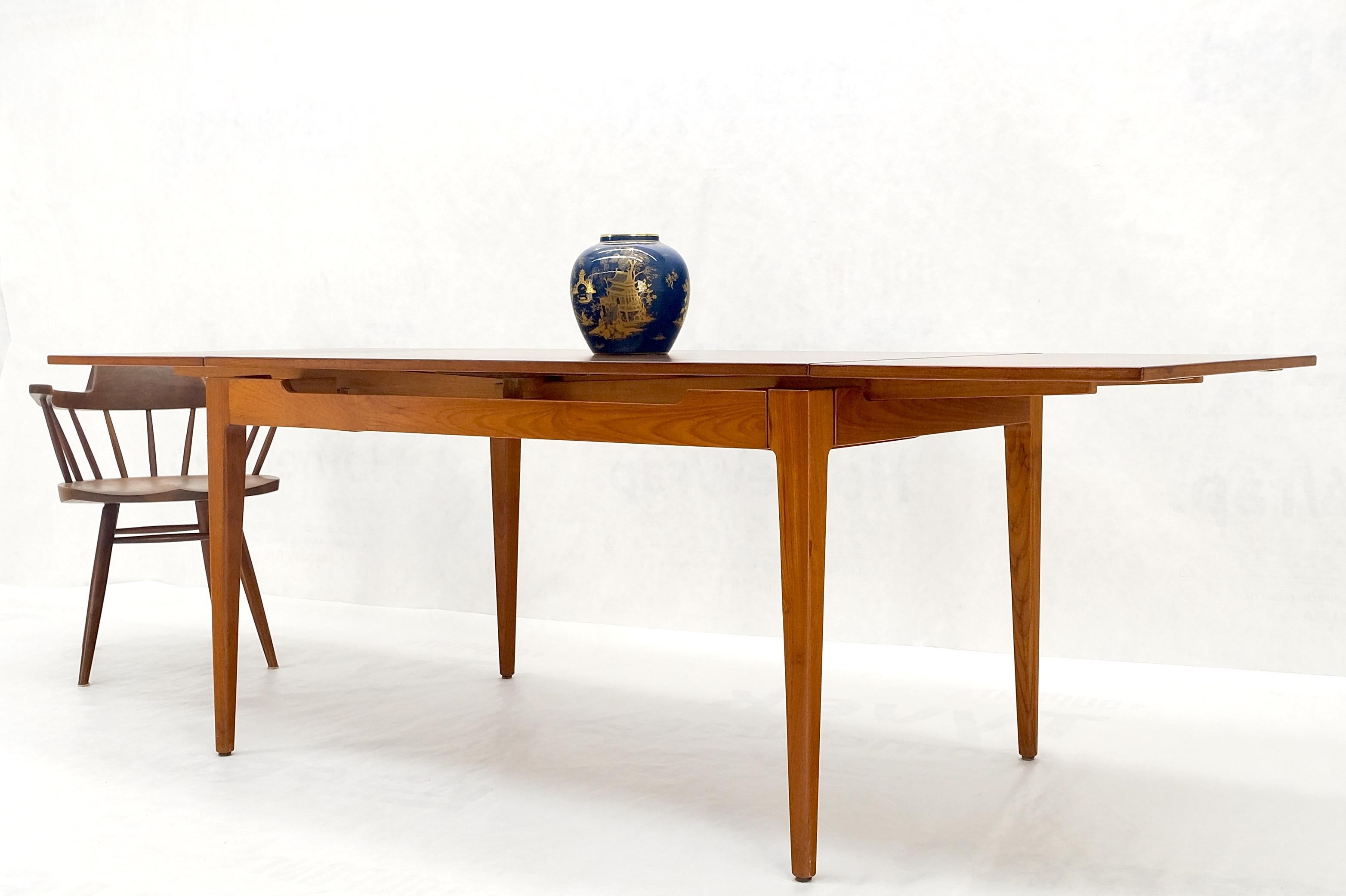 Danish Mid-Century Modern Teak Refectory Dining Table Two Leafs Mint! For Sale 13