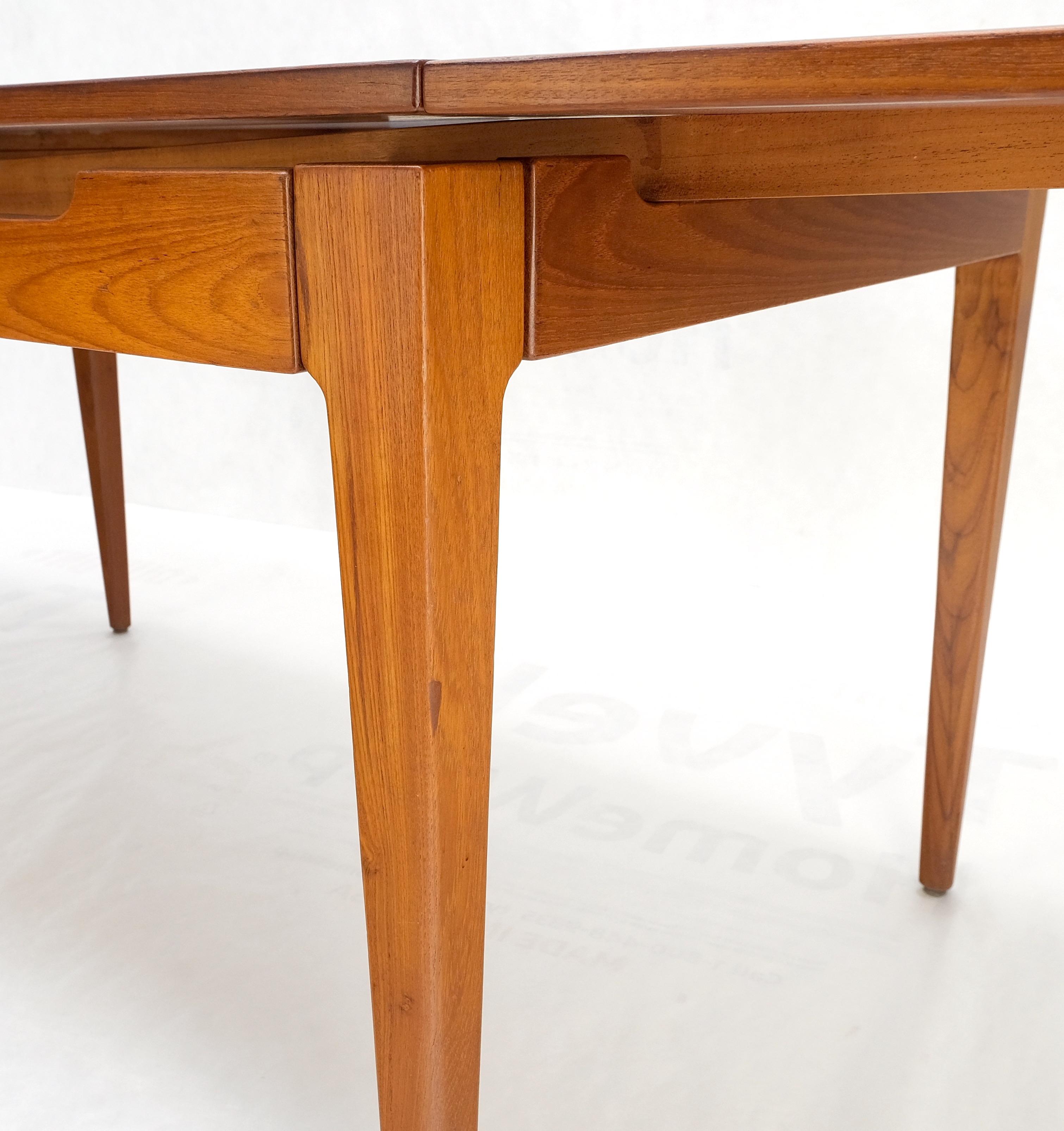 20th Century Danish Mid-Century Modern Teak Refectory Dining Table Two Leafs Mint! For Sale