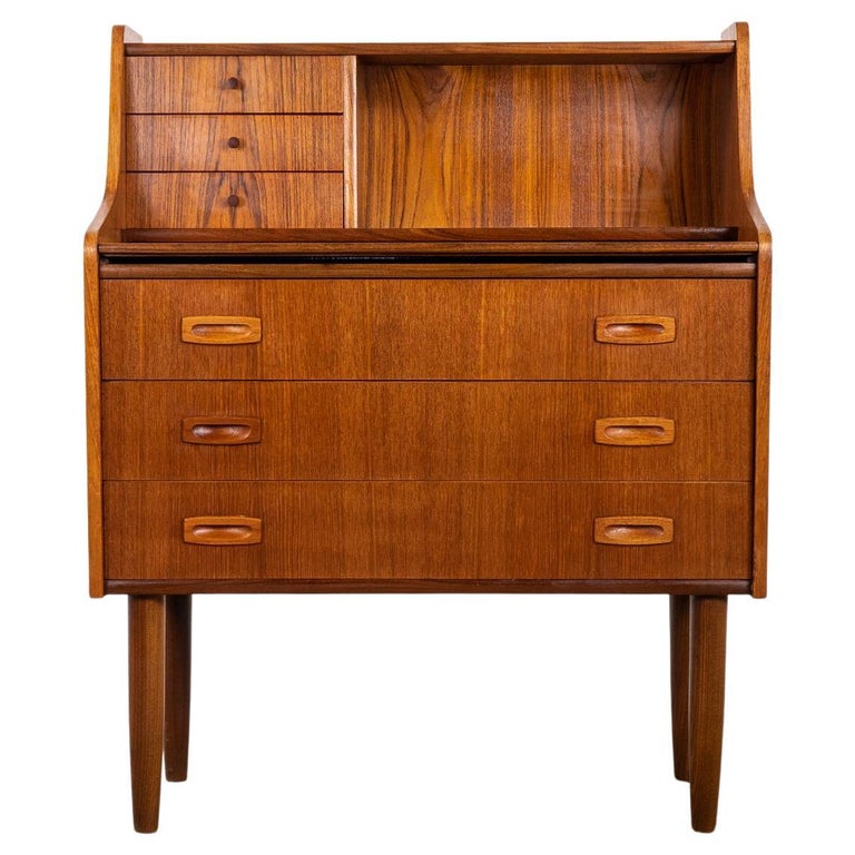 Danish MidCentury Modern Teak Secretary Desk For Sale at 1stDibs