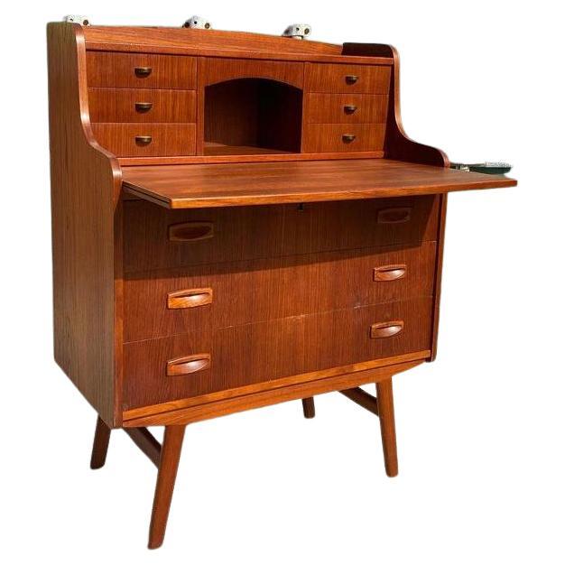 Danish Mid Century Modern teak secretary dresser, made in the 1960s. For Sale