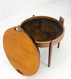 Danish Mid-Century Modern Teak Sewing Stand Table Bench Flip Top by Hansen Mint!