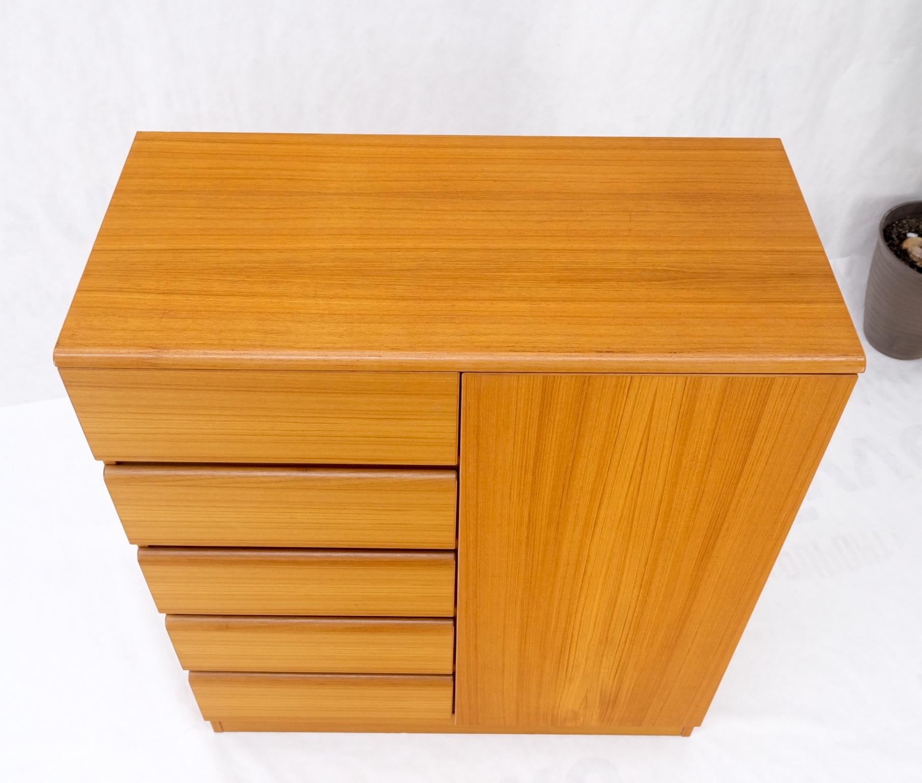 Danish Mid-Century Modern Teak Side by Side Cabinet w 5 Drawers Shelf Compartmet For Sale 5