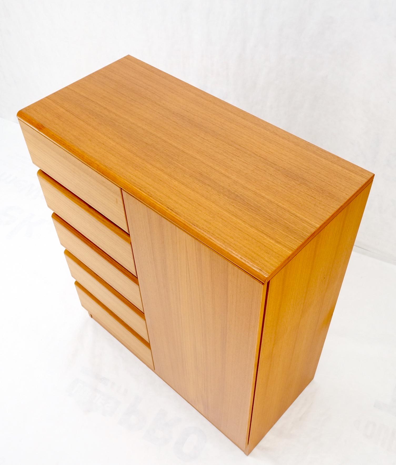 Danish Mid-Century Modern Teak Side by Side Cabinet w 5 Drawers Shelf Compartmet For Sale 6