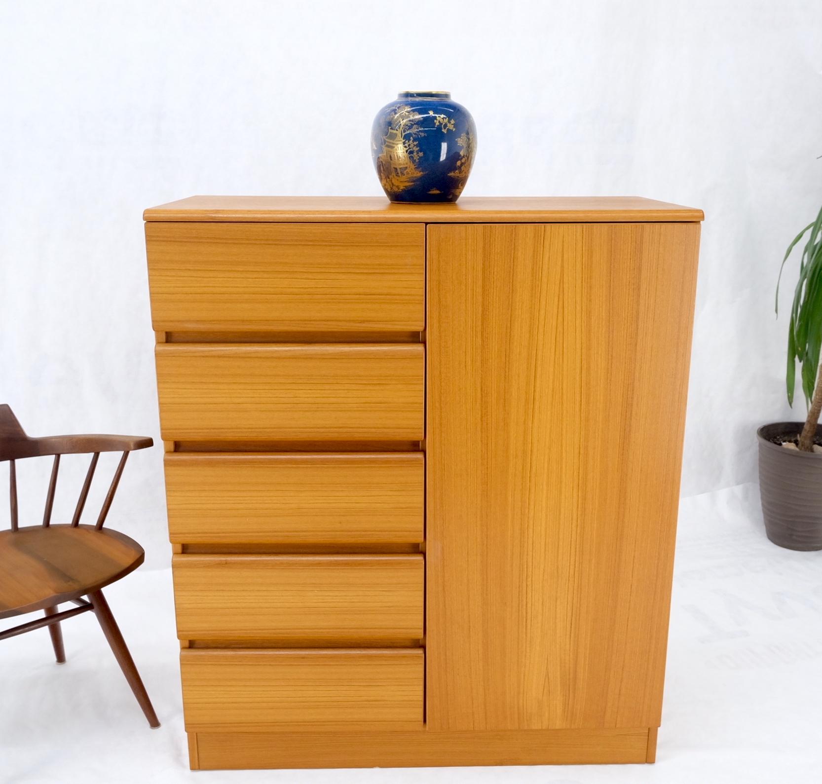 Danish Mid-Century Modern Teak Side by Side Cabinet w 5 Drawers Shelf Compartmet For Sale 8