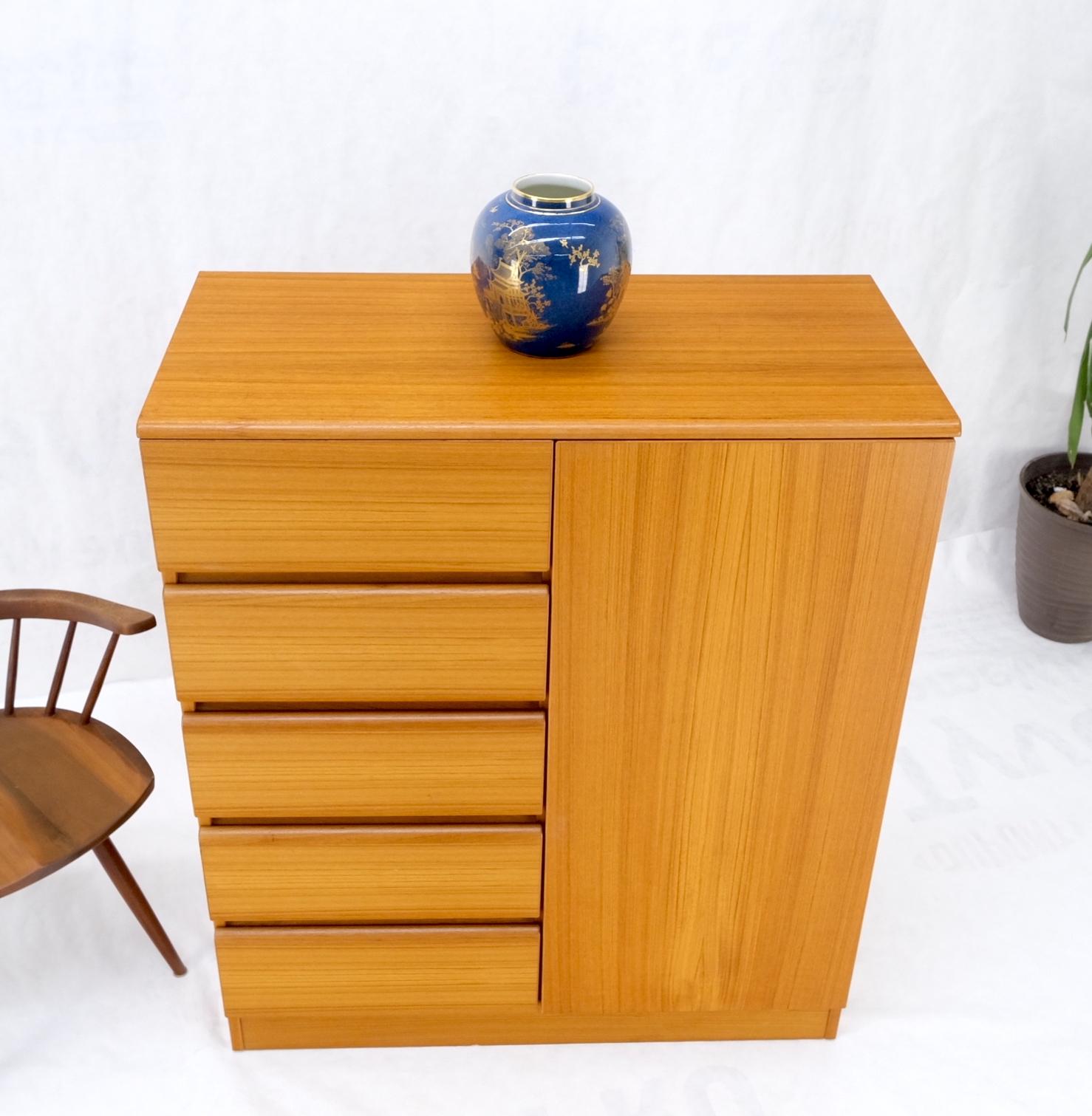 Danish Mid-Century Modern Teak Side by Side Cabinet w 5 Drawers Shelf Compartmet For Sale 9