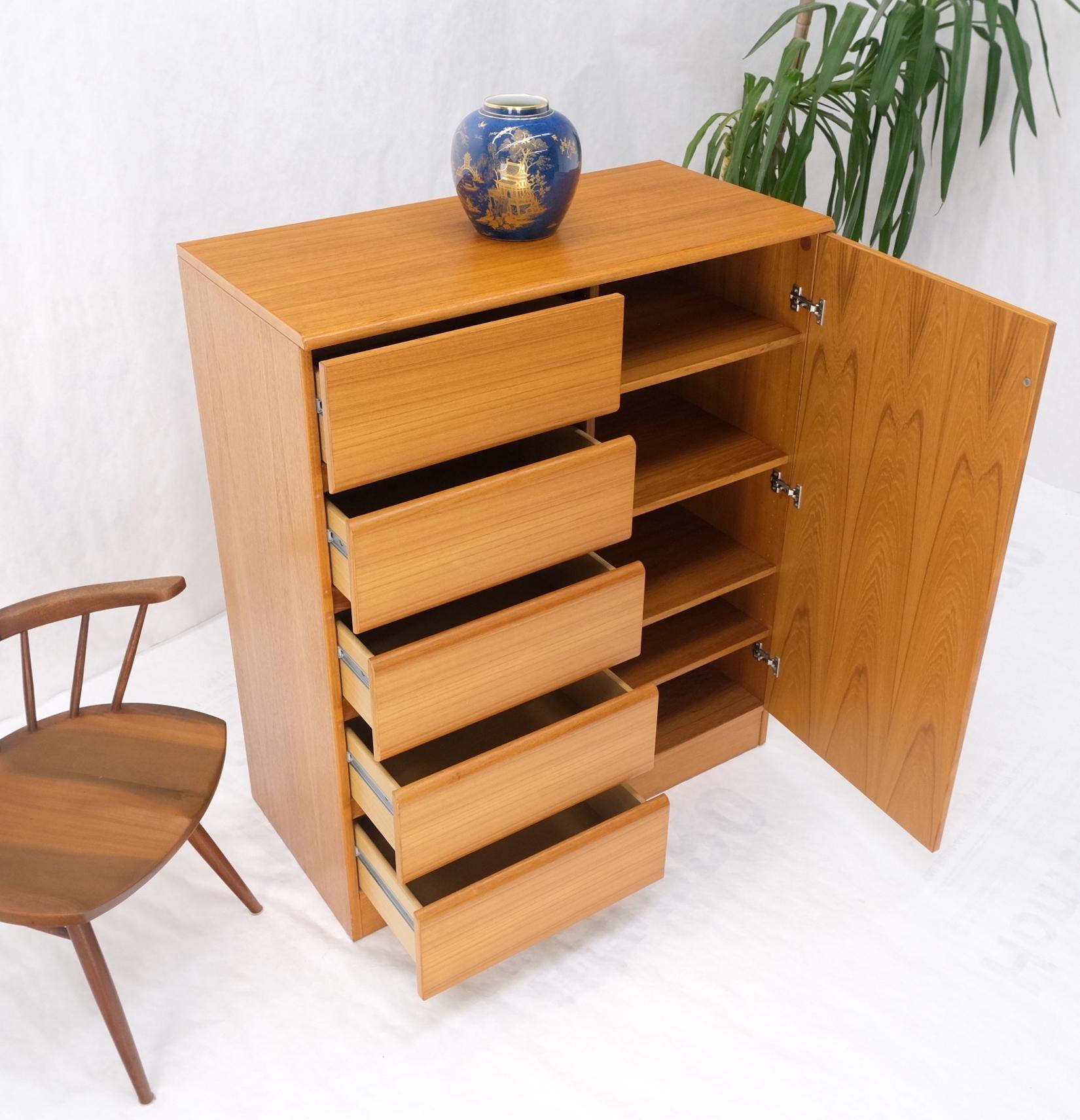 Danish Mid-Century Modern Teak Side by Side Cabinet w 5 Drawers Shelf Compartmet For Sale 10