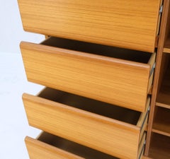 Danish Mid-Century Modern Teak Side by Side Cabinet w 5 Drawers Shelf Compartmet