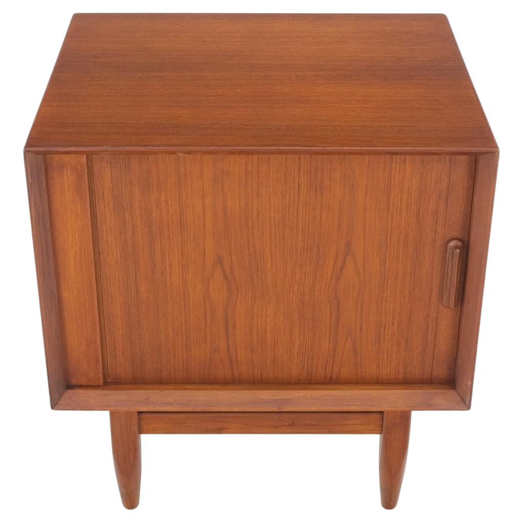 Danish Mid-Century Modern Teak Side End Table Night Stand Tambour Doors Falster For Sale 9