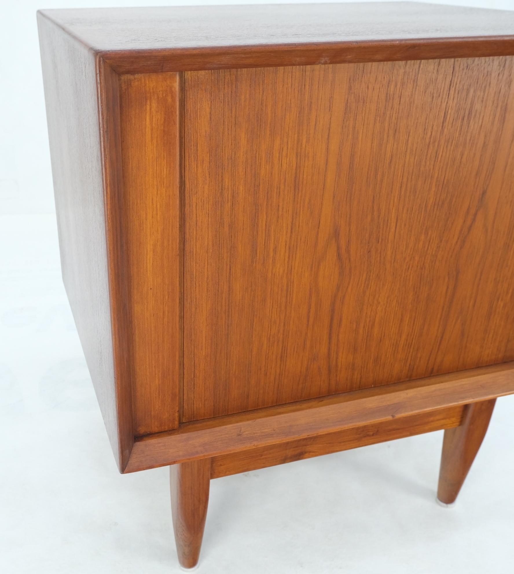 Danish Mid-Century Modern Teak Side End Table Night Stand Tambour Doors Falster For Sale 11