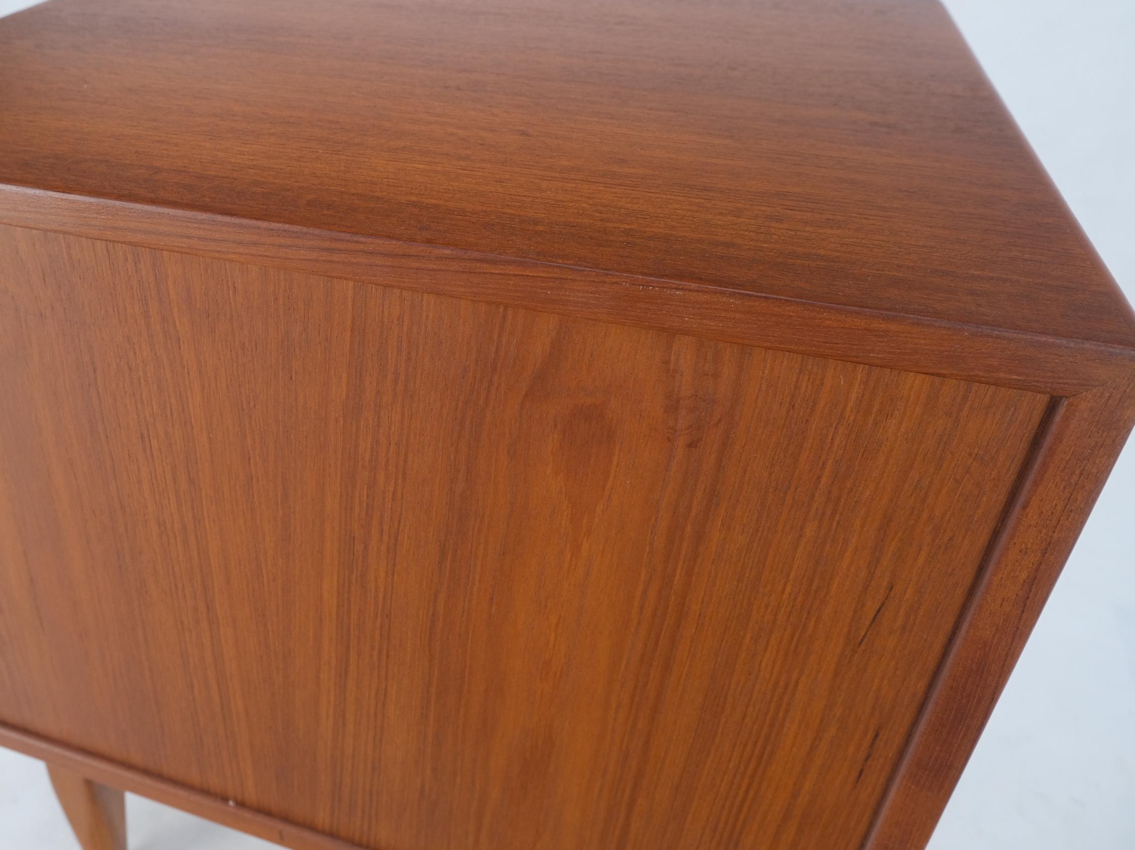Danish Mid-Century Modern Teak Side End Table Night Stand Tambour Doors Falster For Sale 14