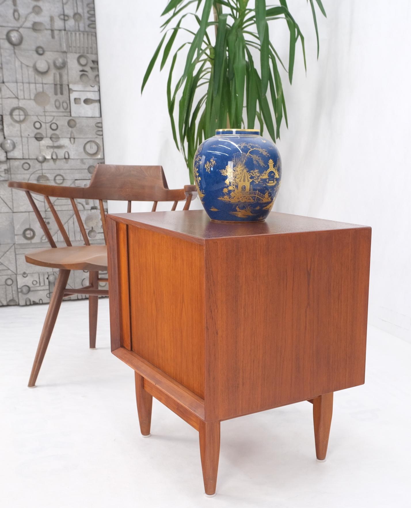 Danish Mid-Century Modern teck side end table night stand Tambour doors falster mint !