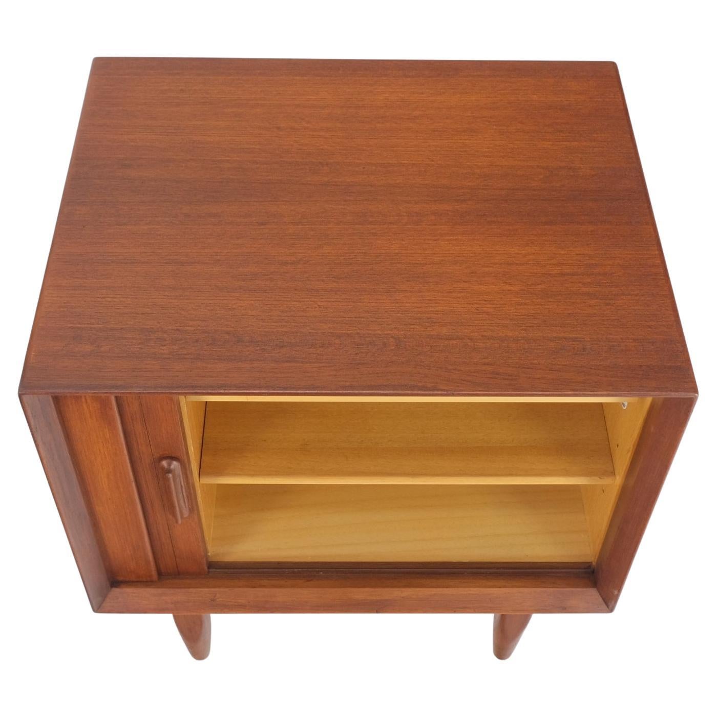 20th Century Danish Mid-Century Modern Teak Side End Table Night Stand Tambour Doors Falster For Sale