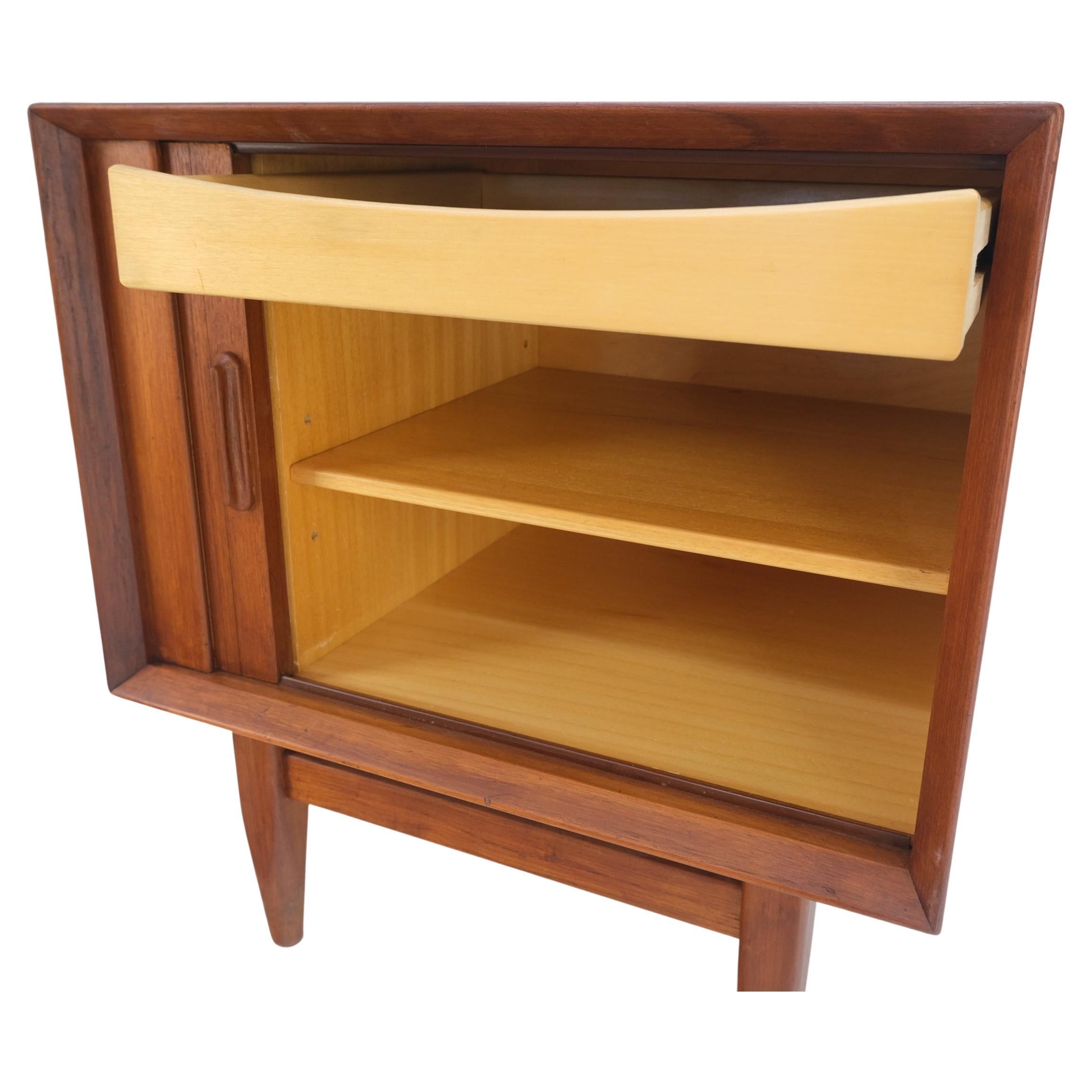 Danish Mid-Century Modern Teak Side End Table Night Stand Tambour Doors Falster For Sale 2
