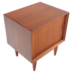 Danish Mid-Century Modern Teak Side End Table Night Stand Tambour Doors Falster