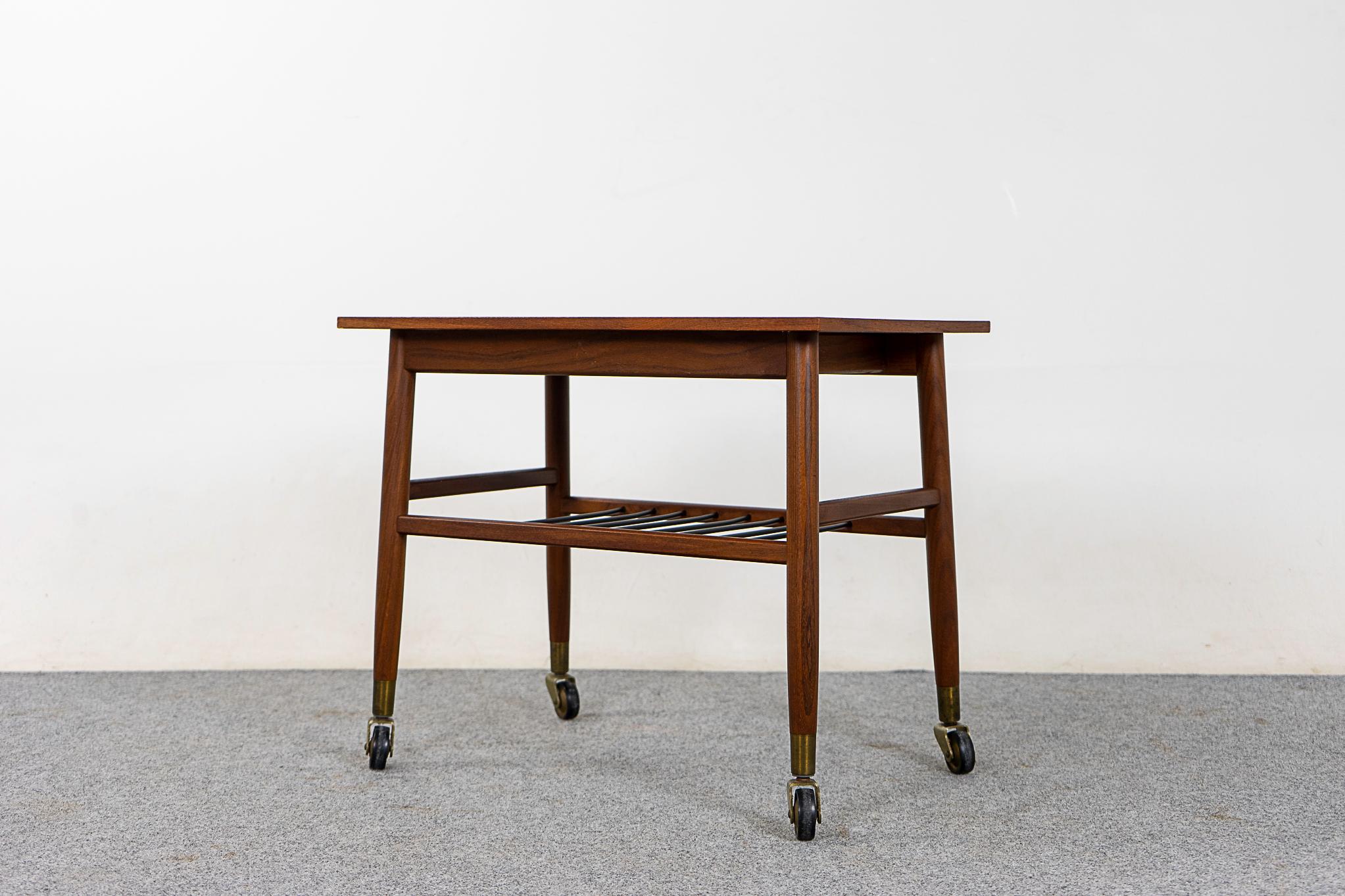 Scandinavian Modern Danish Mid-Century Modern Teak Side Table Cart For Sale