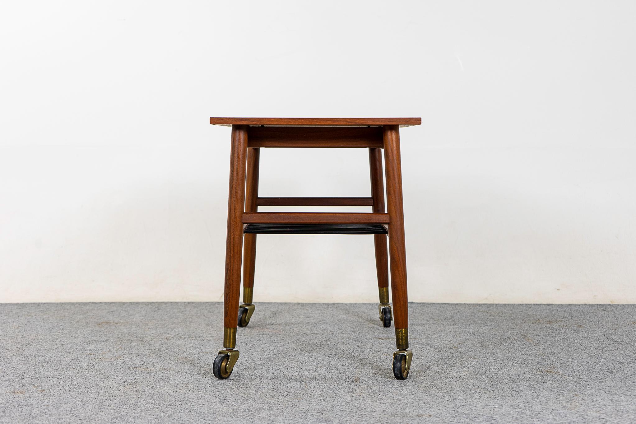 Danish Mid-Century Modern Teak Side Table Cart For Sale 2