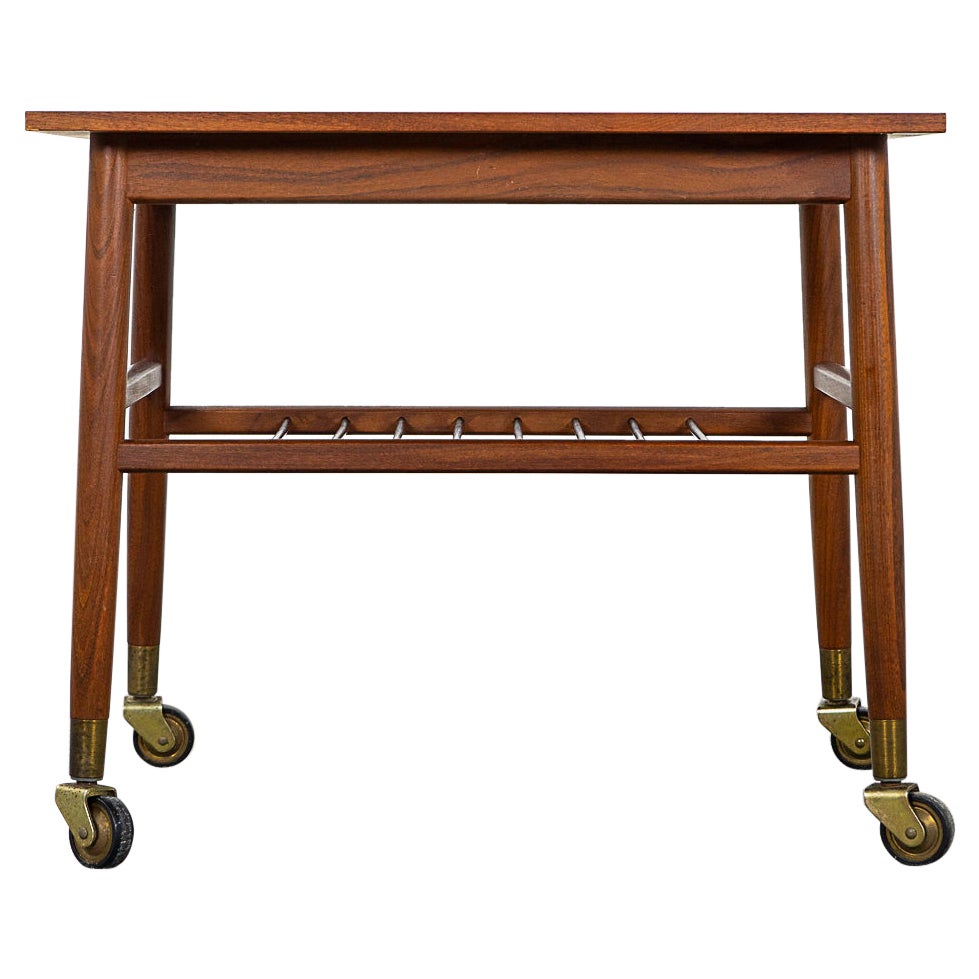 Danish Mid-Century Modern Teak Side Table Cart