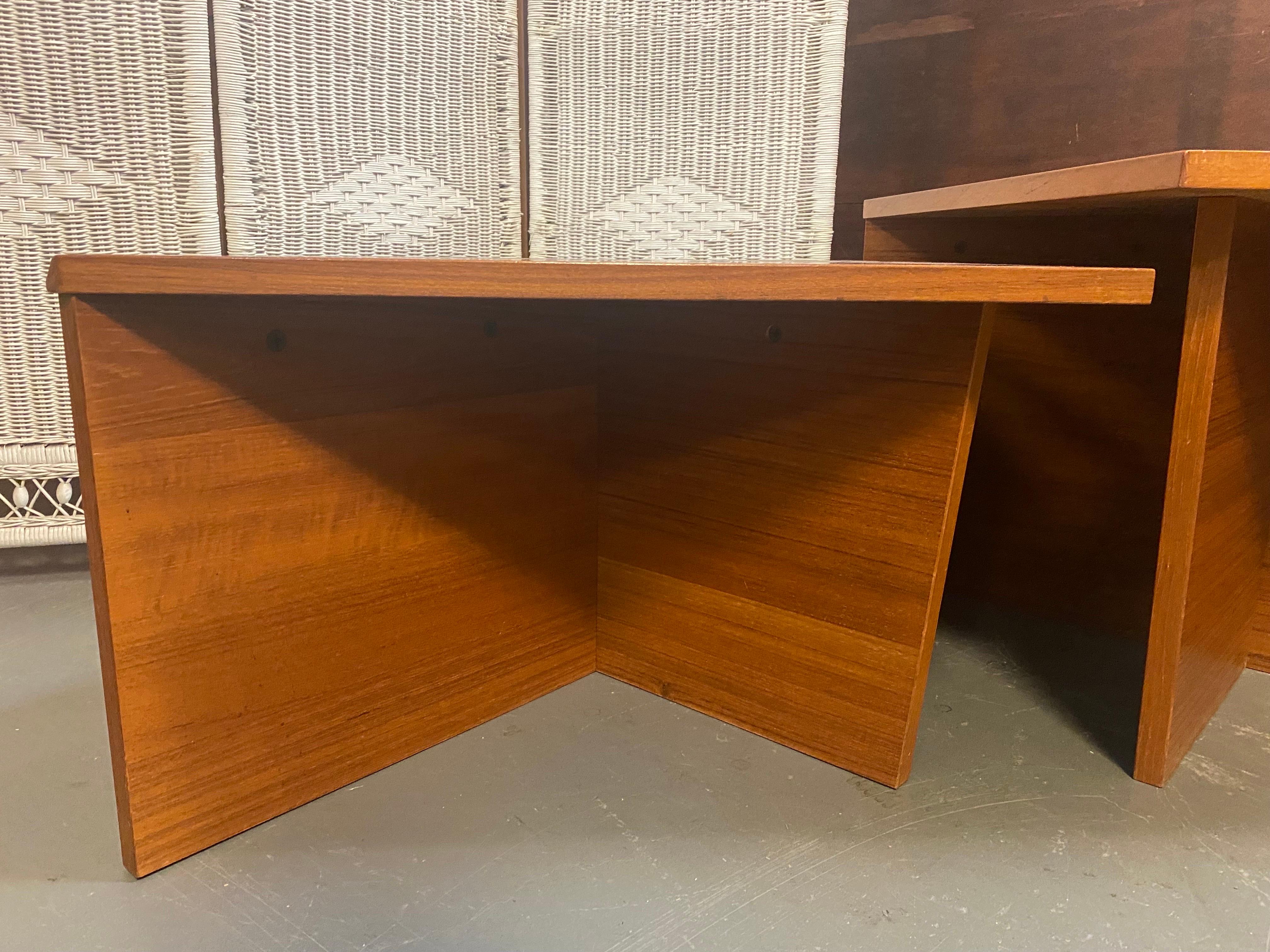 Danish Mid-Century Modern Teak Side Tables by Laurits M. Larsen In Good Condition For Sale In San Carlos, CA