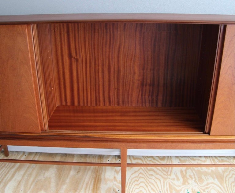 Danish Mid-Century Modern Teak Sideboard Credenza with Sliding Doors For Sale 2